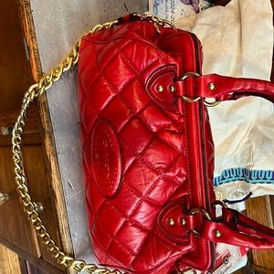 Domini soft leather bag with brass chain handle